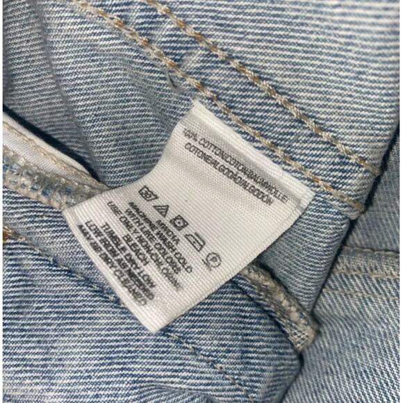 Free People Studded Oversized Denim Trucker Jacket Medium Distressed Blue Boho - Picture 12 of 13